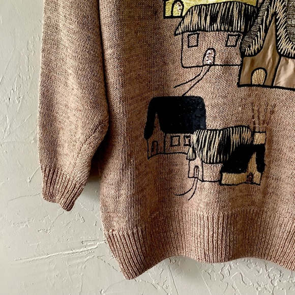 Vintage 90s Bonnie Billy by holly textured mixed media house embroidered sweater - Picture 7 of 10